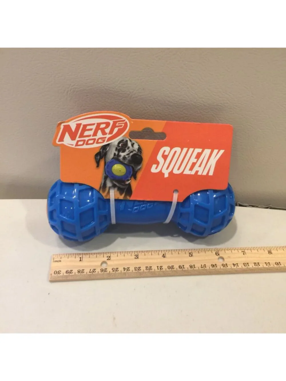 NERF DOG Blue Orange Squeak 6 1/2